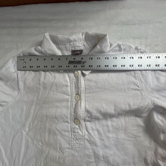 J. Jill Womens White Long Sleeve Linen Button-Front Shirt Large Pullover Casual - Picture 8 of 10